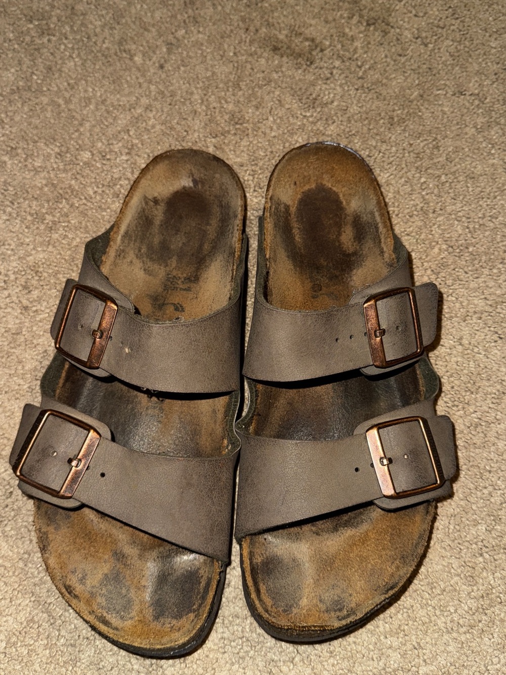 Birkenstock Men's Two-Buckle Slide Sandals in Dark Brown